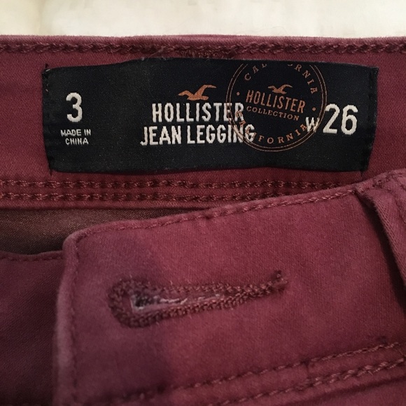 HOLLISTER dark pink jean leggings, size 3R - Picture 3 of 6